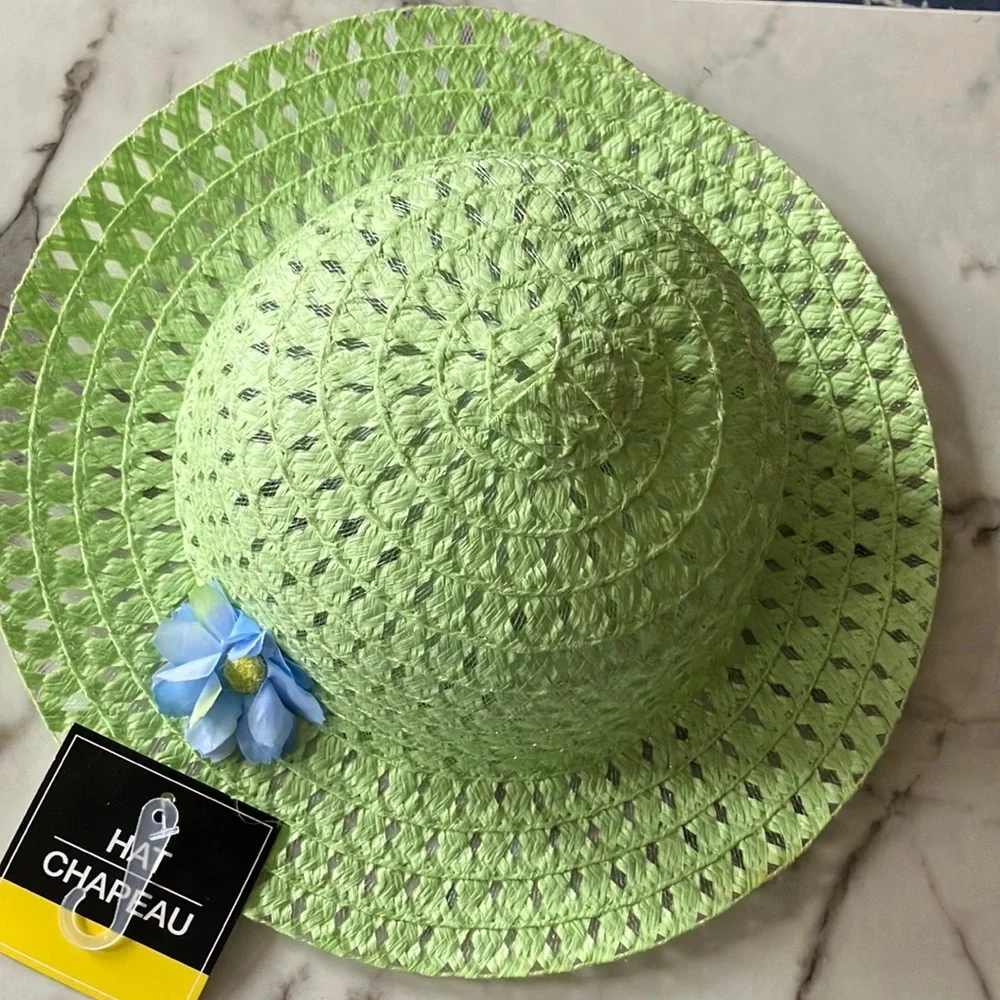 Green Hat and Bag Set with Blue‎ Bunny Plush